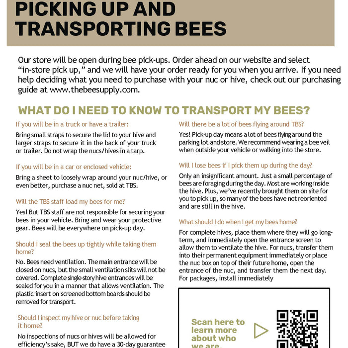 Picking Up & Transporting Bees