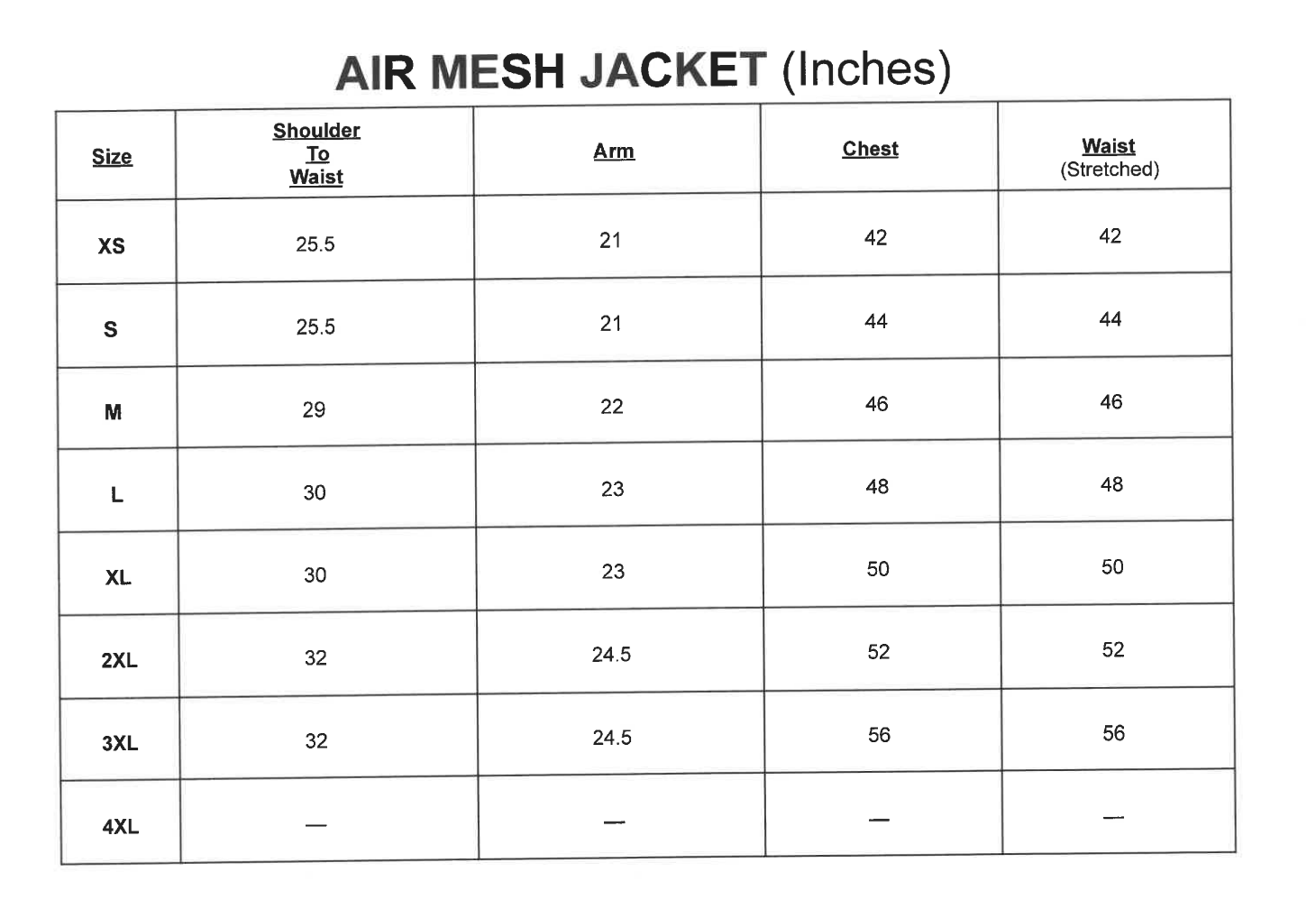 Chaqueta de malla de aire (sin velo)