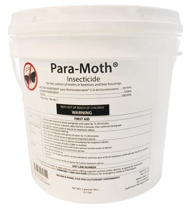 Effective and safe solution for controlling wax moths in Para-Moth wax.
