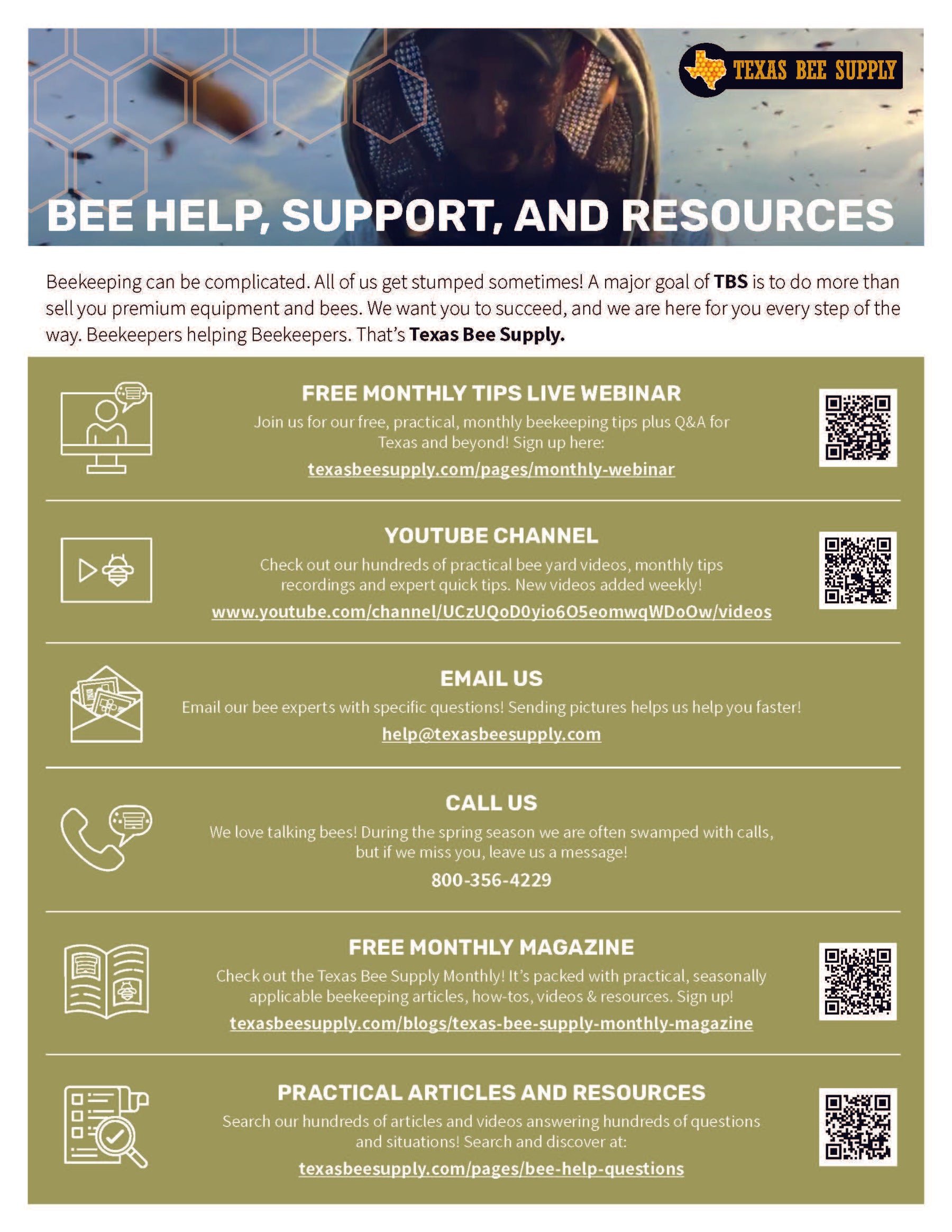 Texas Bee Supply Bee Help & Resources
