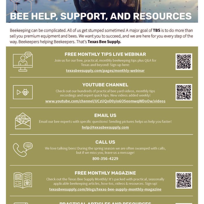 Texas Bee Supply Bee Help & Resources