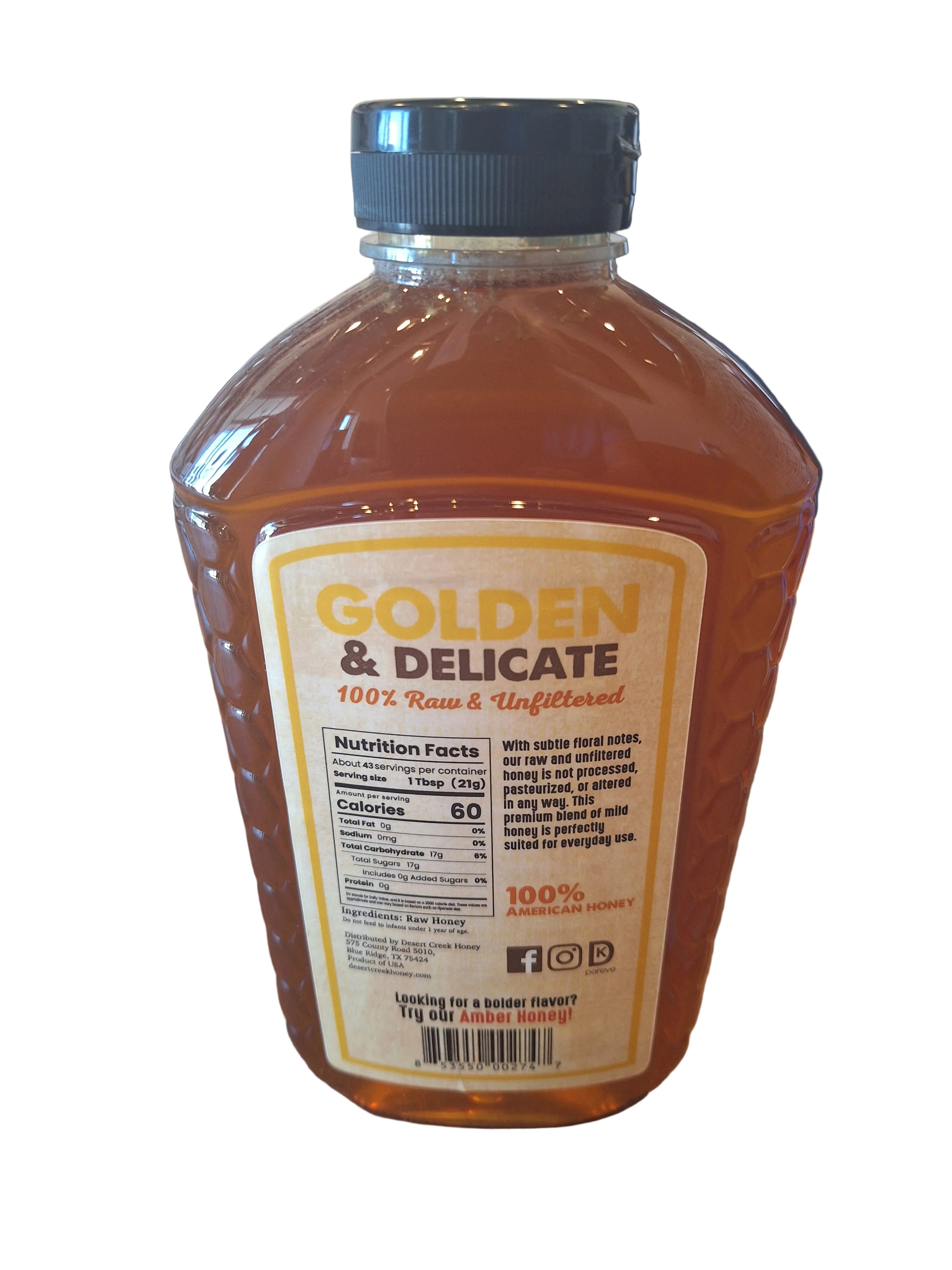 2 lb Bottle Light and Mild Honey (Plastic) 32 oz