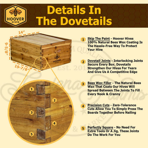 Wax-Coated 8 Frame Beehive - (2)Deeps & (1)Medium