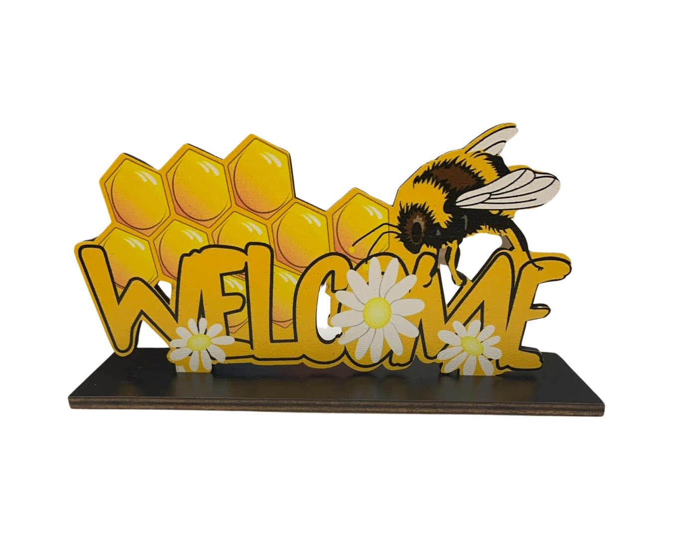 Wooden Welcome Tabletop Bee Sign