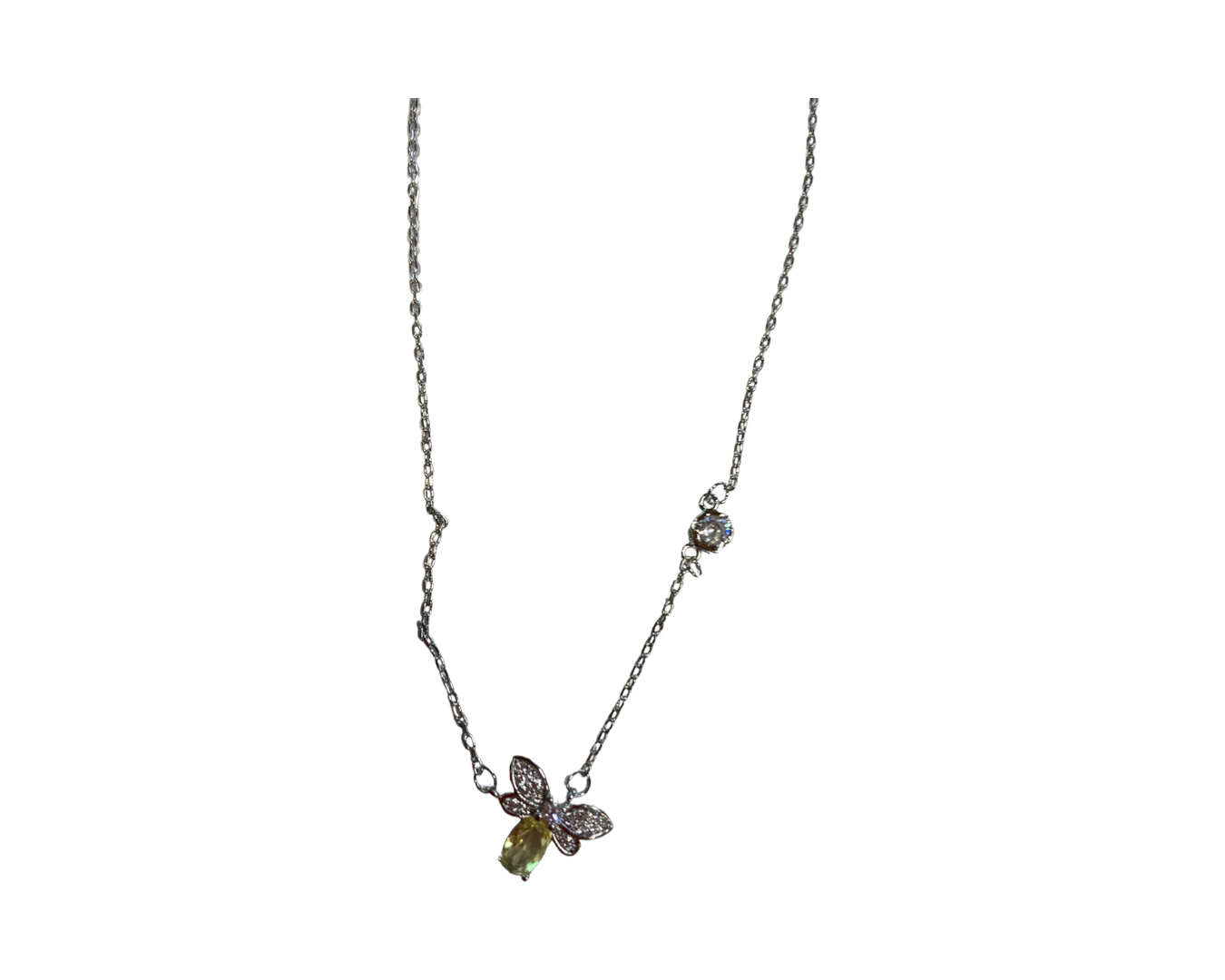 Silver Bee with Yellow Gem Necklace