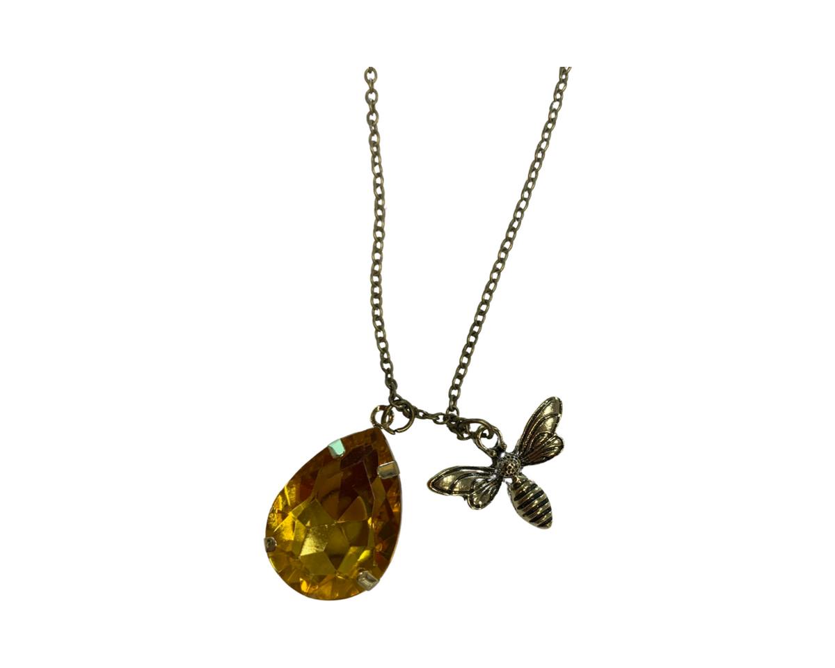 •BEE & CHERRY BLOSSOM• recycled silver + bronze necklace