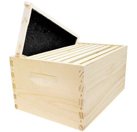 8 Frame Deep Assembled Unfinished Hive Combo w/Frames & Black Foundation