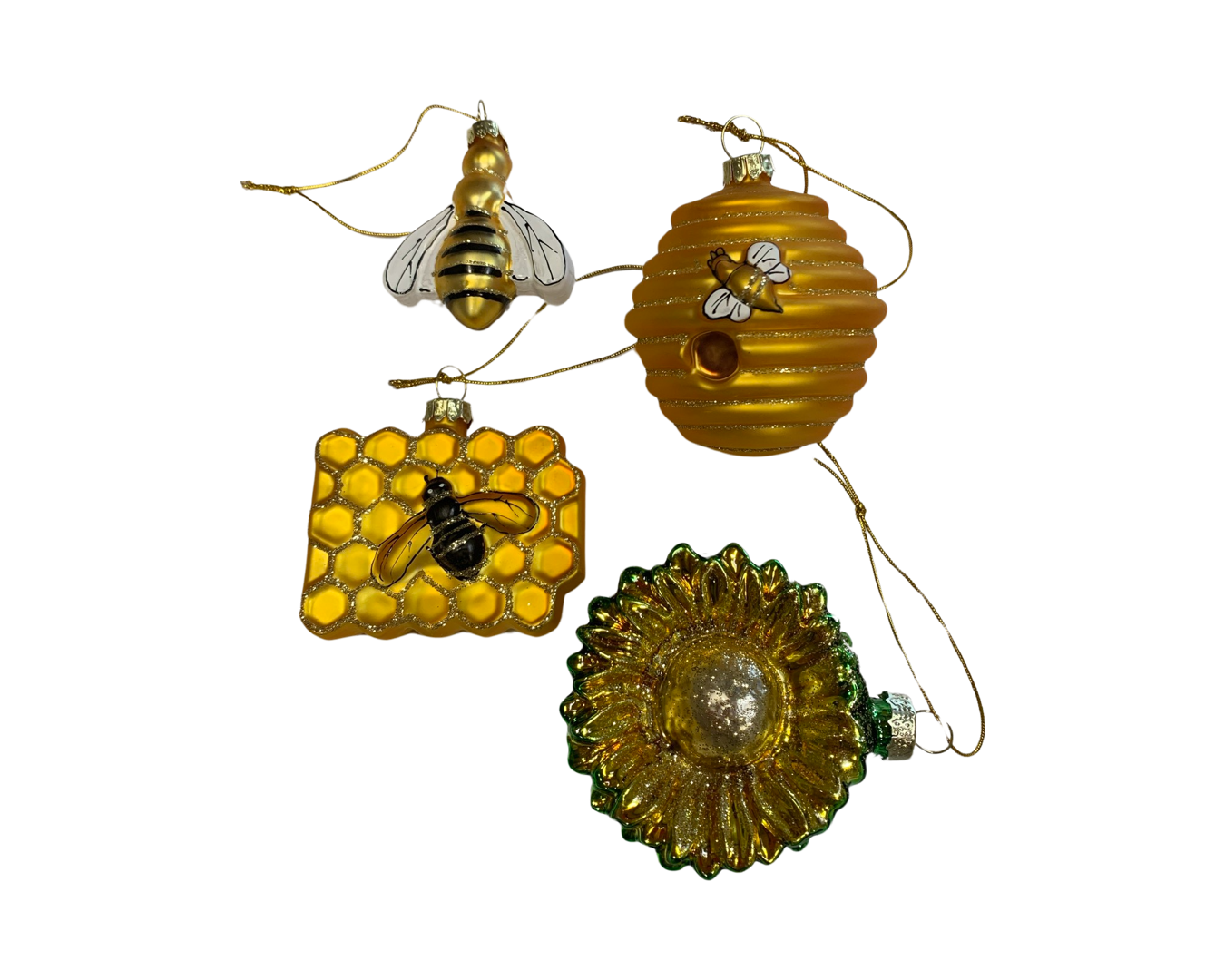 Set of 4 Bee Christmas Ornaments