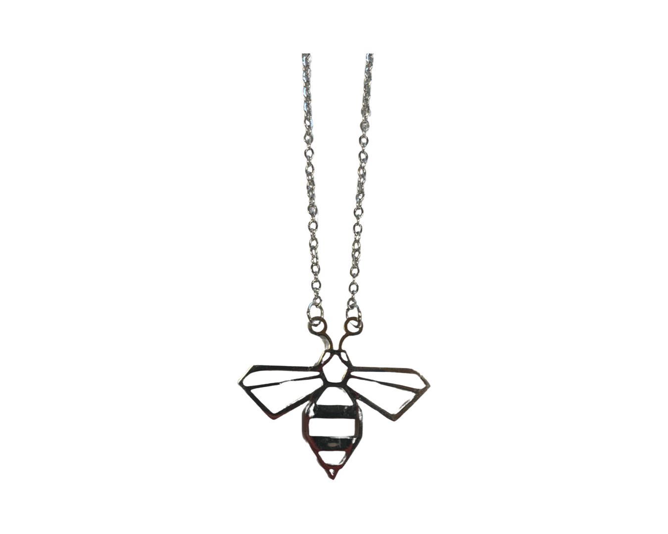 Silver Stainless Steel Modern Bee Necklace