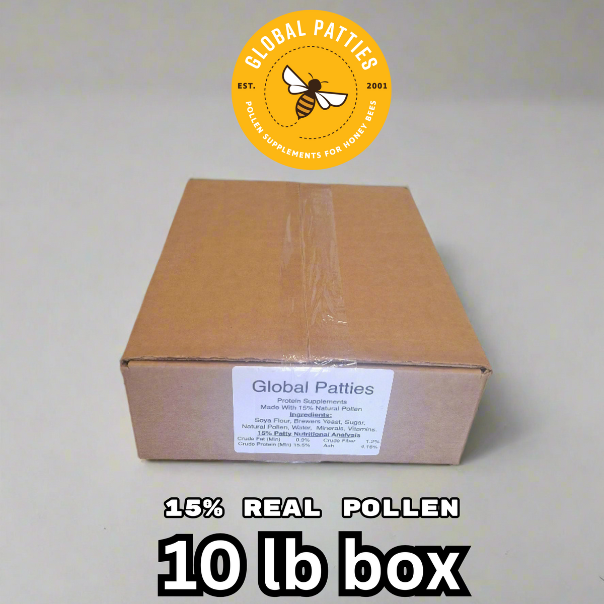 Global Pollen Patties 10 LB 15% Real Pollen Standard β The Bee Supply
