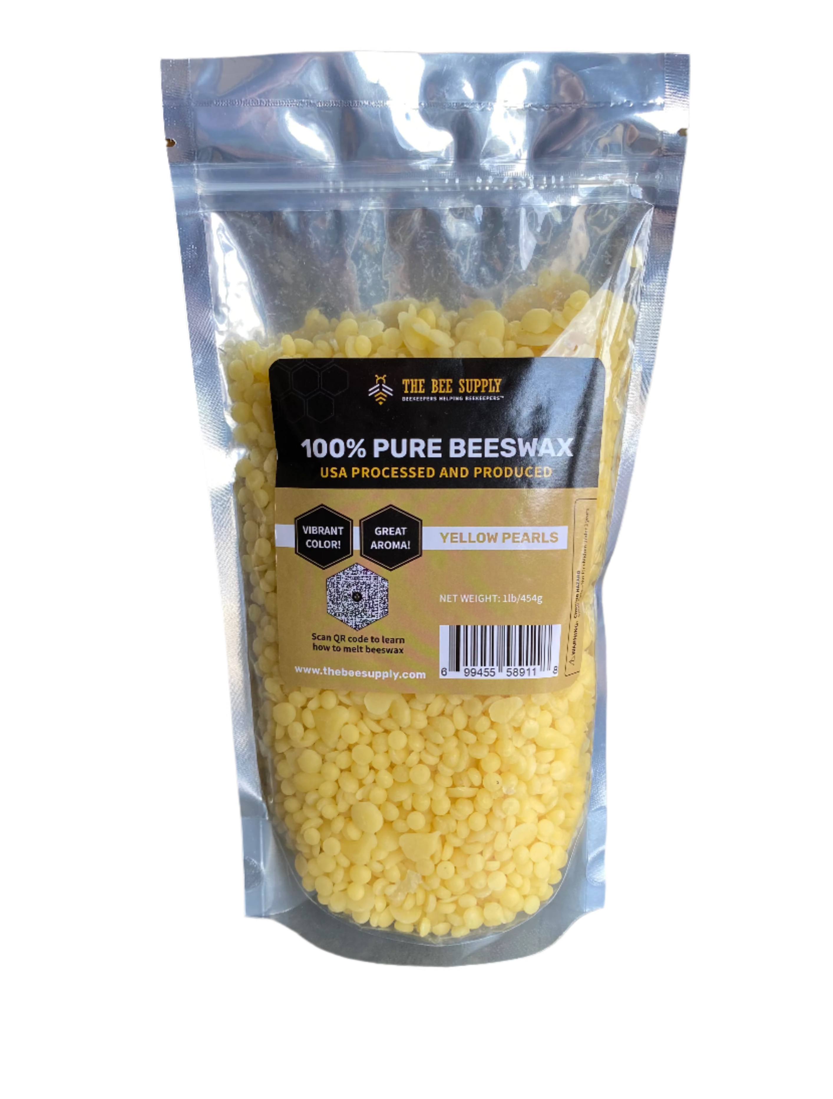 100% Pure  Beeswax Pearls - Yellow - 1 lb