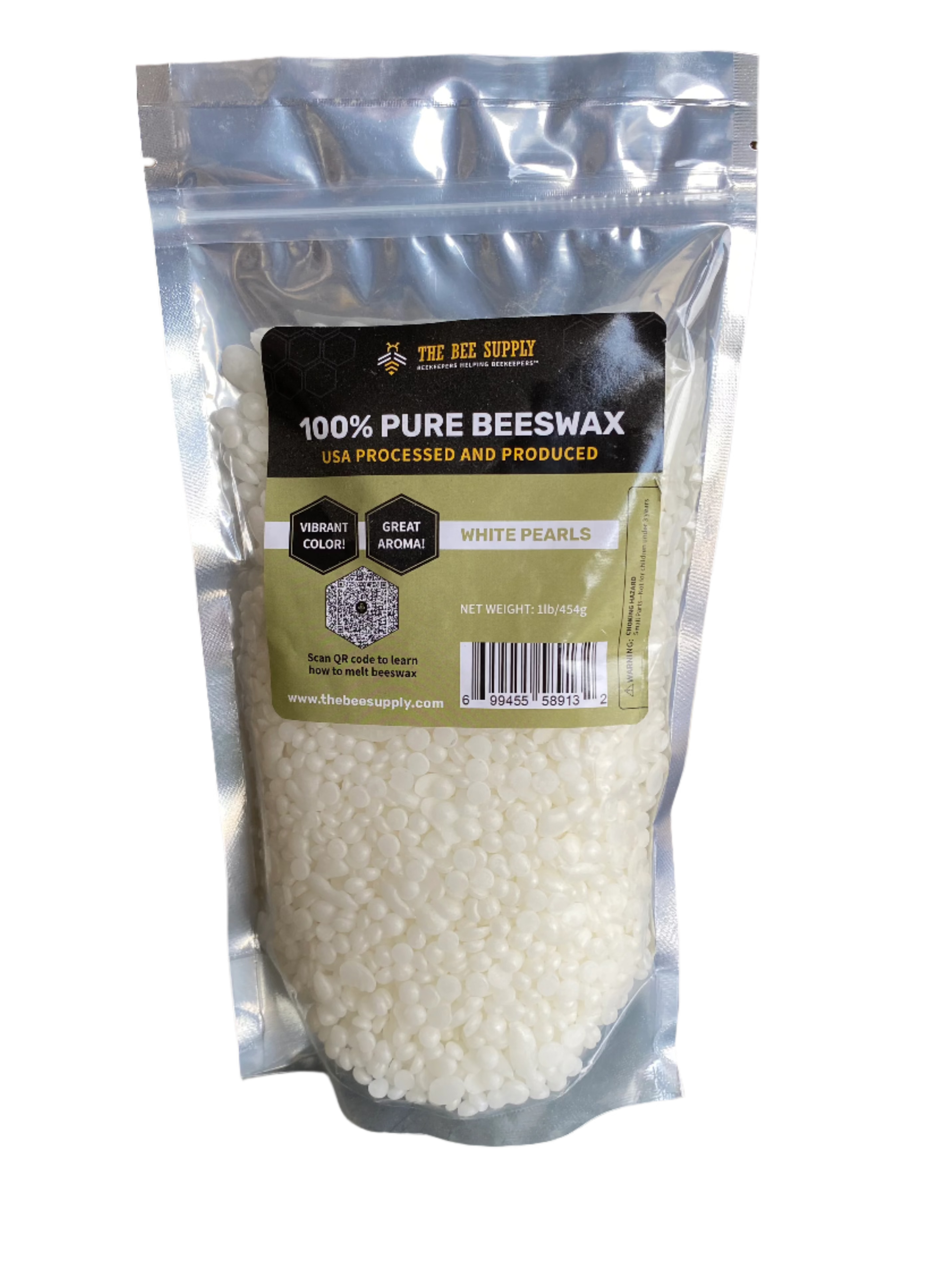 100% Pure  Beeswax Pearls - White - 1 lb