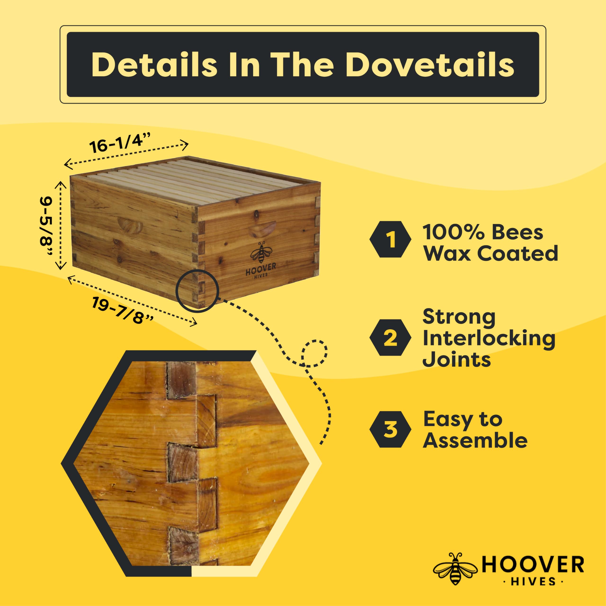 Wax-Coated 10 Frame Beehive - (2)Deeps & (1)Medium