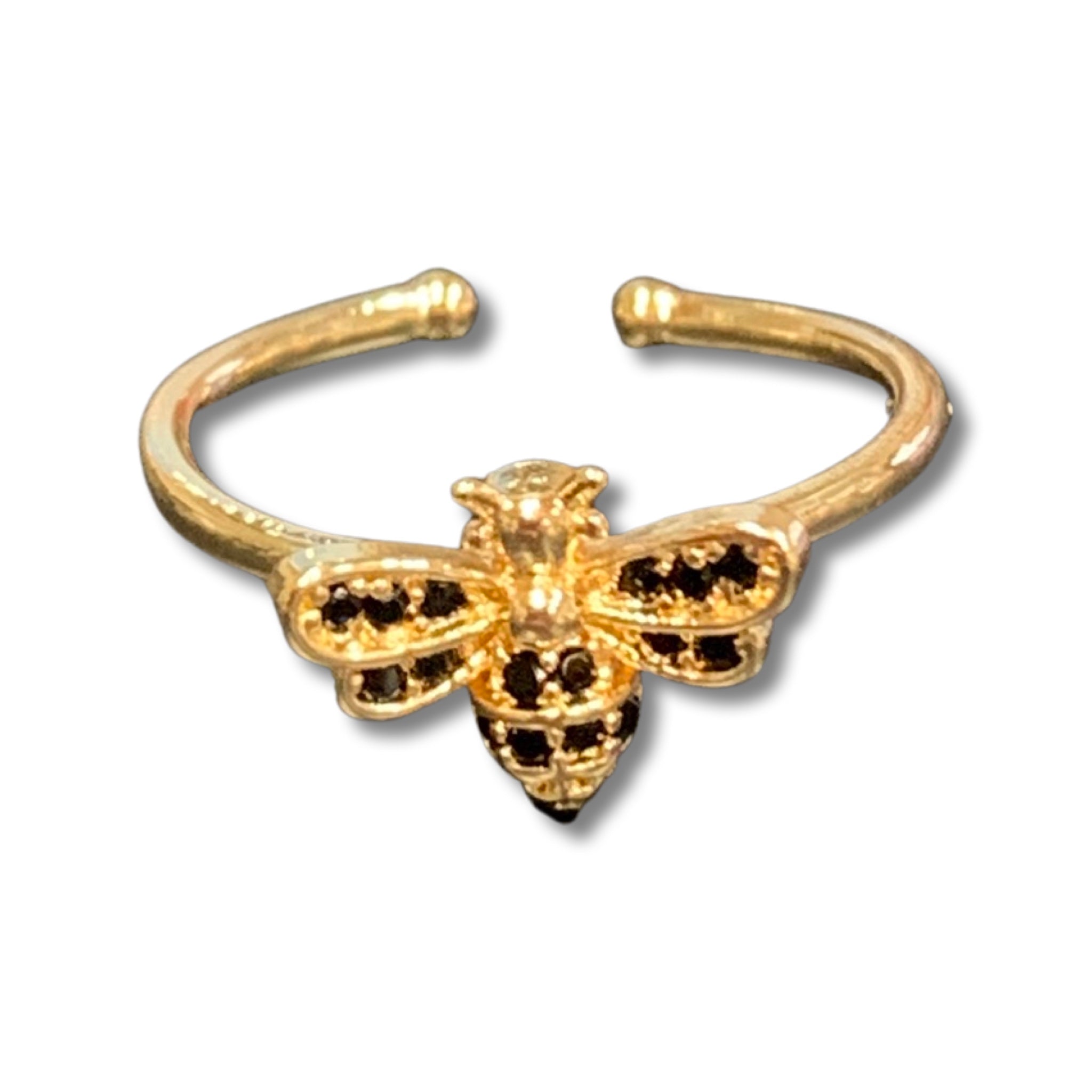 Gold and Black Adjustable Bee Ring (J0006)
