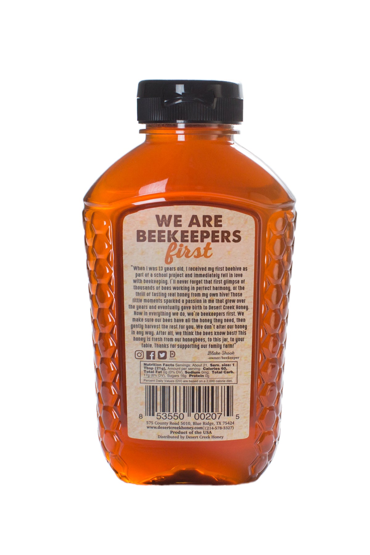 1 lb. Bottle Honey (plastic) 16 oz
