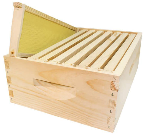 8 Frame Medium Assembled Unfinished Hive Combo w/Frames & YELLOW Foundation